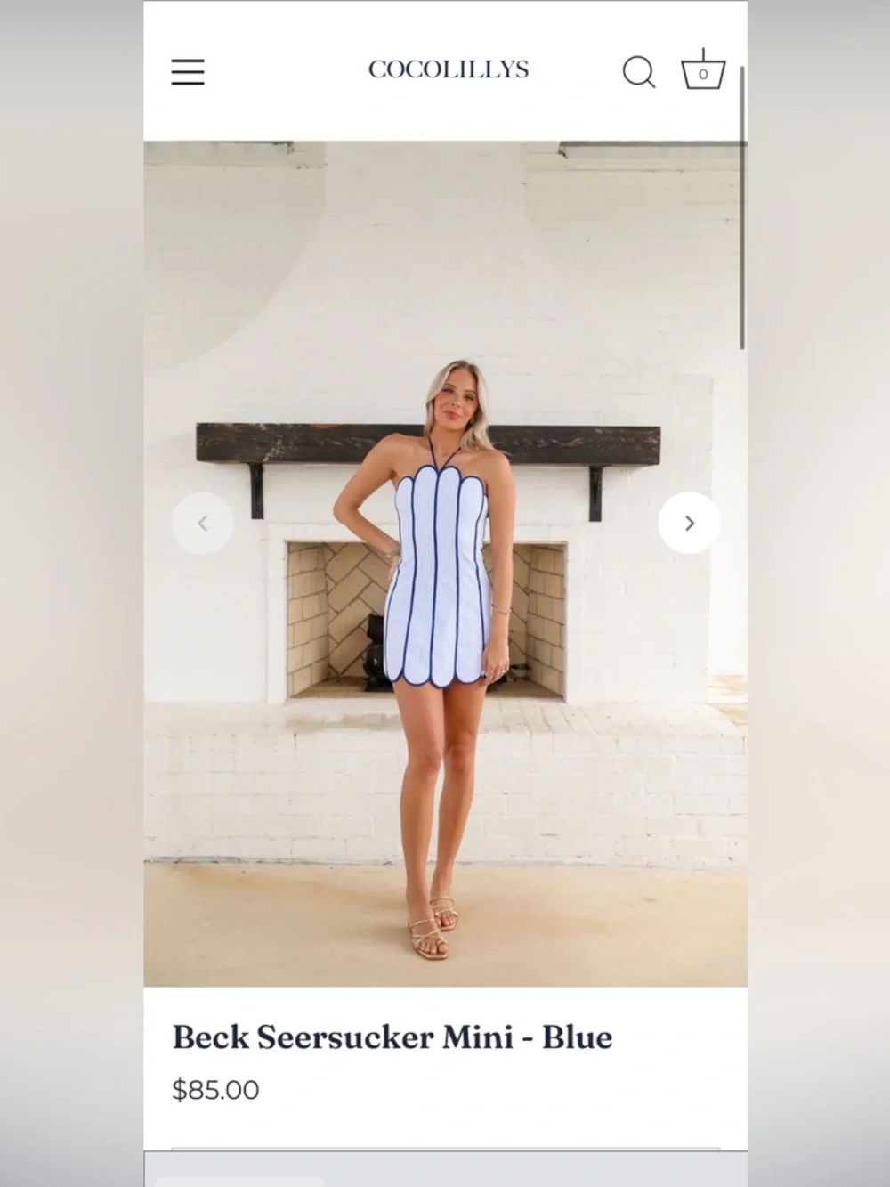 Striped Blue & White Scalloped Strapless Mini Dress - Picture 11 of 11